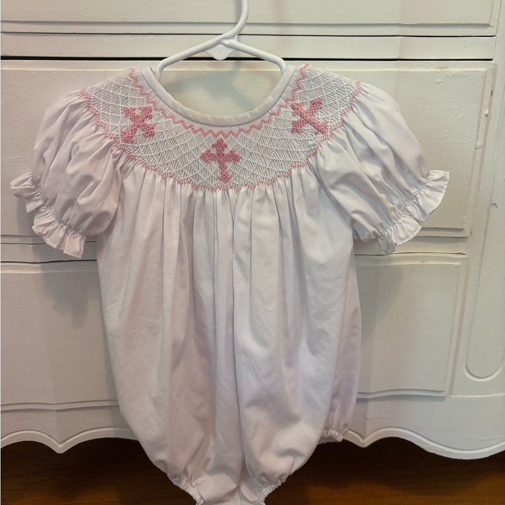Pink and White Smocked Bubble